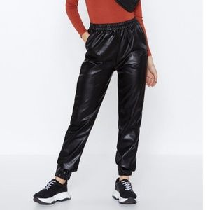 Nasty Gal NWT Black Faux Leather Pants, US SIZE 0